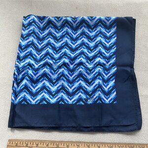 Vtg Liberty of London Silk Scarf Blue Chevron 1970s Made in England